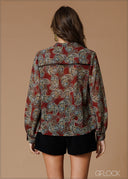 Lace Detail Button-Down Shirt - 140826