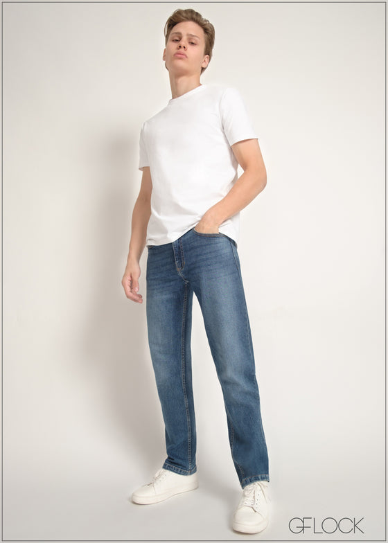 Mid Wash Straight Leg Jean - Long Length - 170624D