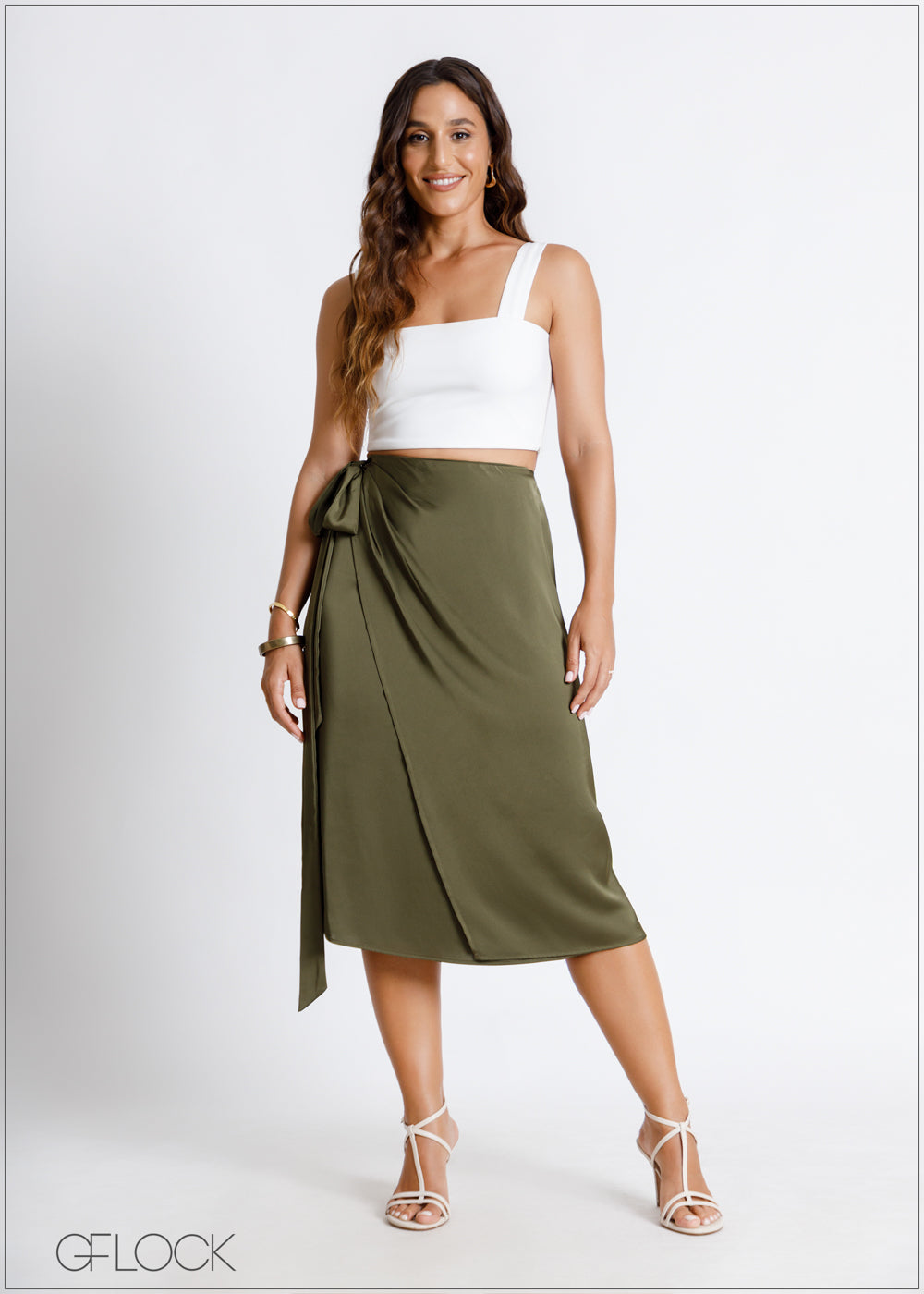 Wrap Tie Up Midi Skirt - 210624