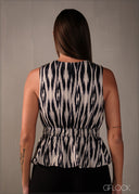 V-Neck Sleeveless Peplum Top - 160326