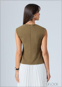 Front Slit Detailed Top - 240726