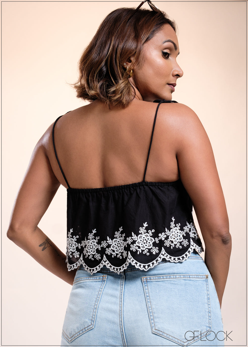 Border Embroidered Cami Top - 040825