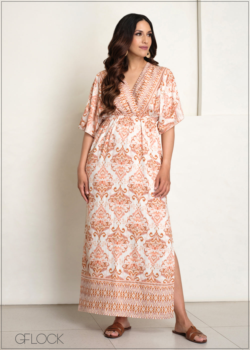 Border Printed Maxi Dress - 140625
