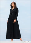 Belt Detailed Maxi Pleated Dress - 201123