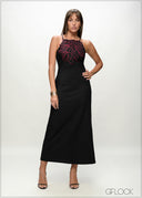 Embroidery Detail Midi Dress - 090226