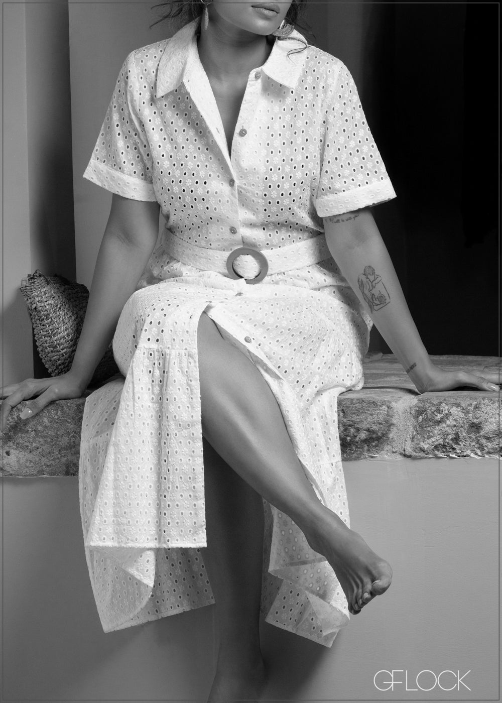 Solid Schiffli Dress - 290825