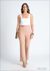 High Waisted Seam Detailed Straight Pant - 080724