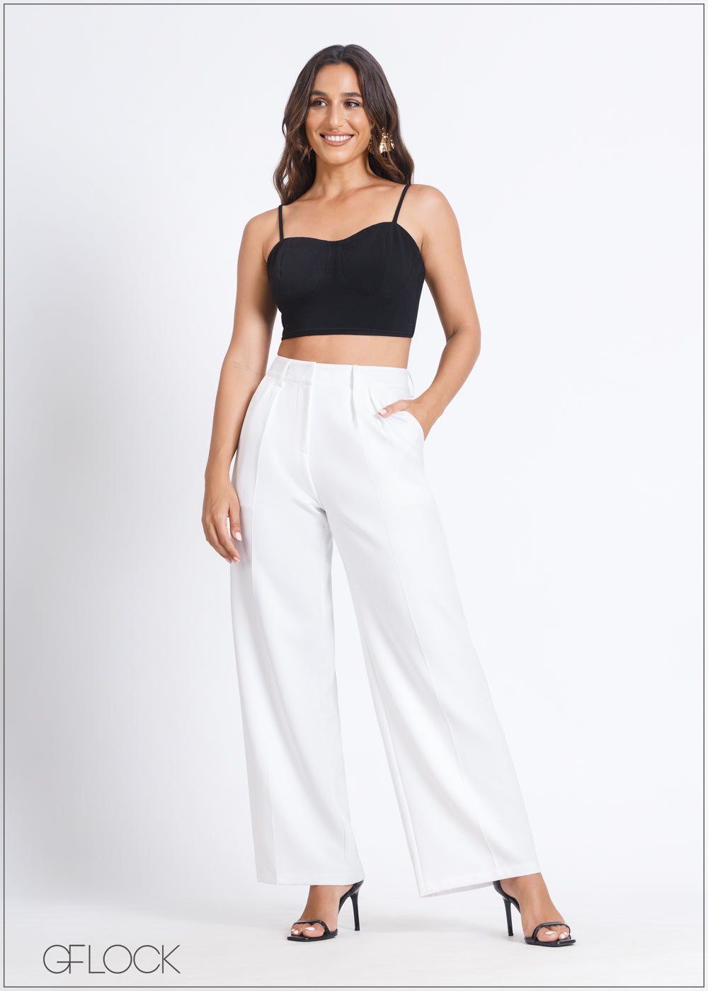 High Waisted Pleated Detail Flared Pant - 290724