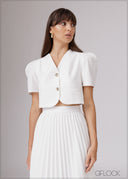 Puff Sleeved V-Neck Top - 080526