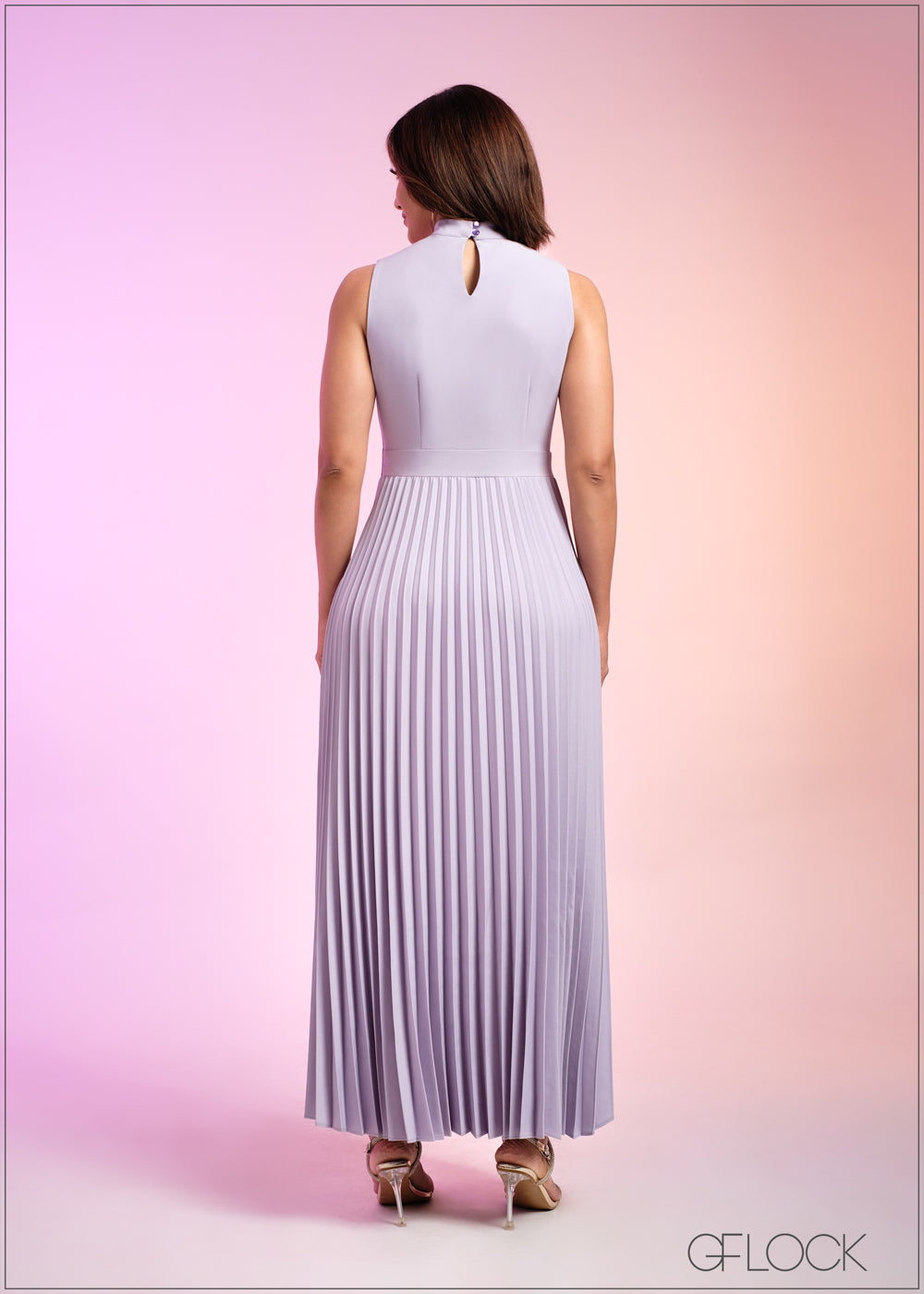 High Neck Pleated Maxi Dress - 290324