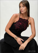 Embroidery Detail Midi Dress - 090226