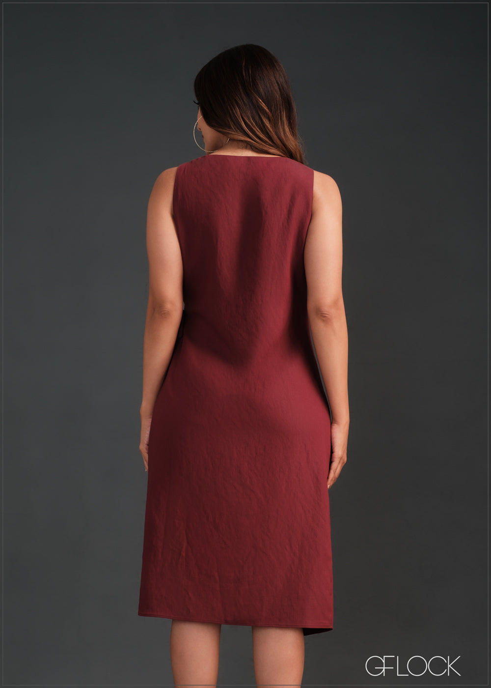 Ring Detail Tie Up Midi Dress - 170723