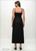 Embroidery Detail Midi Dress - 090226