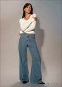 Light Wash Wide Leg Jean - Short Length - 250626