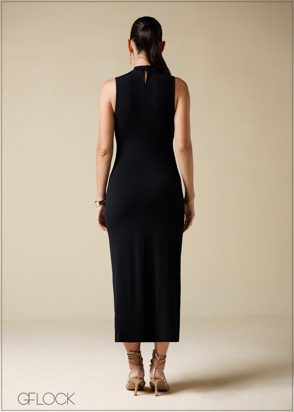 Front Ruched Halter Neck Dress - 250725