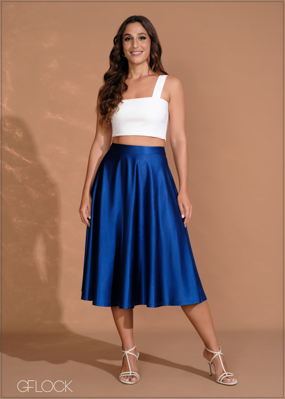 High Waisted Flared Midi Skirt - 260724