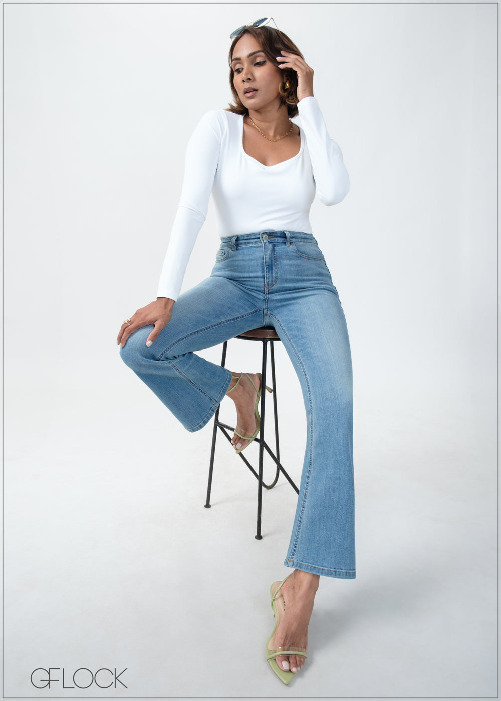 Light Wash Bootcut Jean - Long Length - 270725