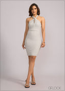 Halter Neckline Bodycon Mini Dress - 200424