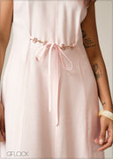 Cap Sleeve Trim Detailed Dress - 300626
