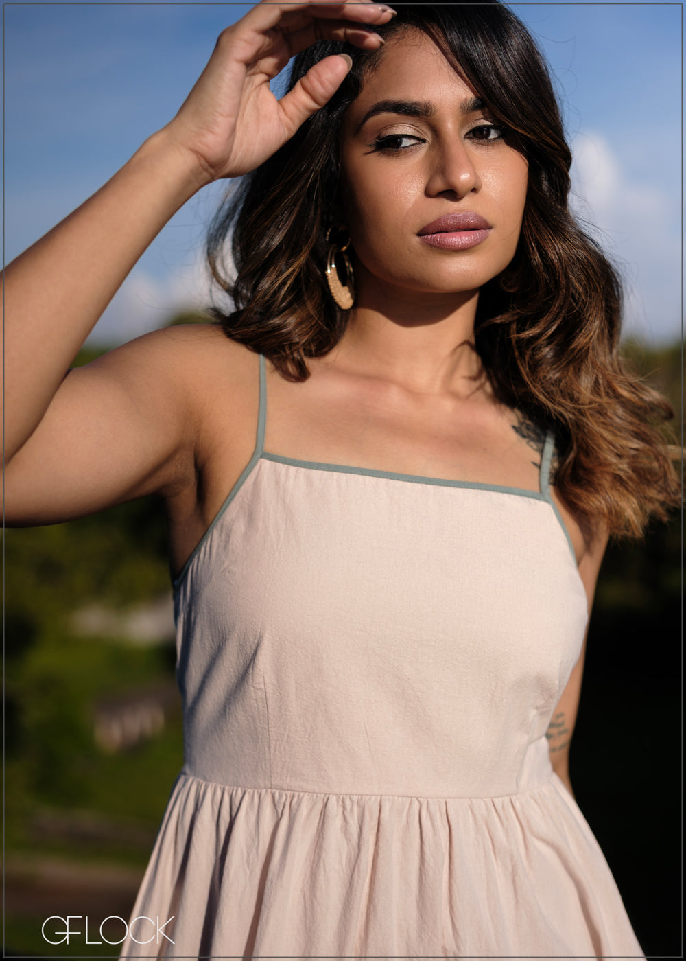 Contrast Strappy Belted Dress - 171025