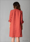 Button Down Linen Shift Dress - 020523