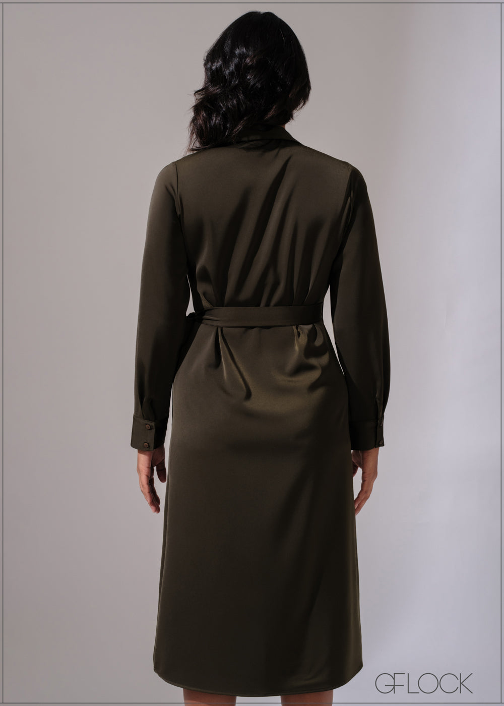 Collared Wrap Midi Dress - 300525