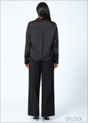 Long Sleeve Satin Shirt - 200625