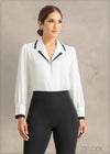 Top With Contrast Lapel Collar - 241123