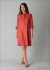 Button Down Linen Shift Dress - 020523