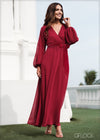 Balloon Sleeved Tie Up Maxi Dress - 180823