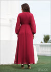 Balloon Sleeved Tie Up Maxi Dress - 180823