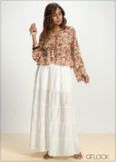 V-Neck Frill Peplum Top - 130826