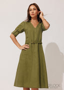 Puff Sleeve Linen Maxi Dress - 120826