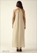 Halter Neck Gathered Dress - 270726
