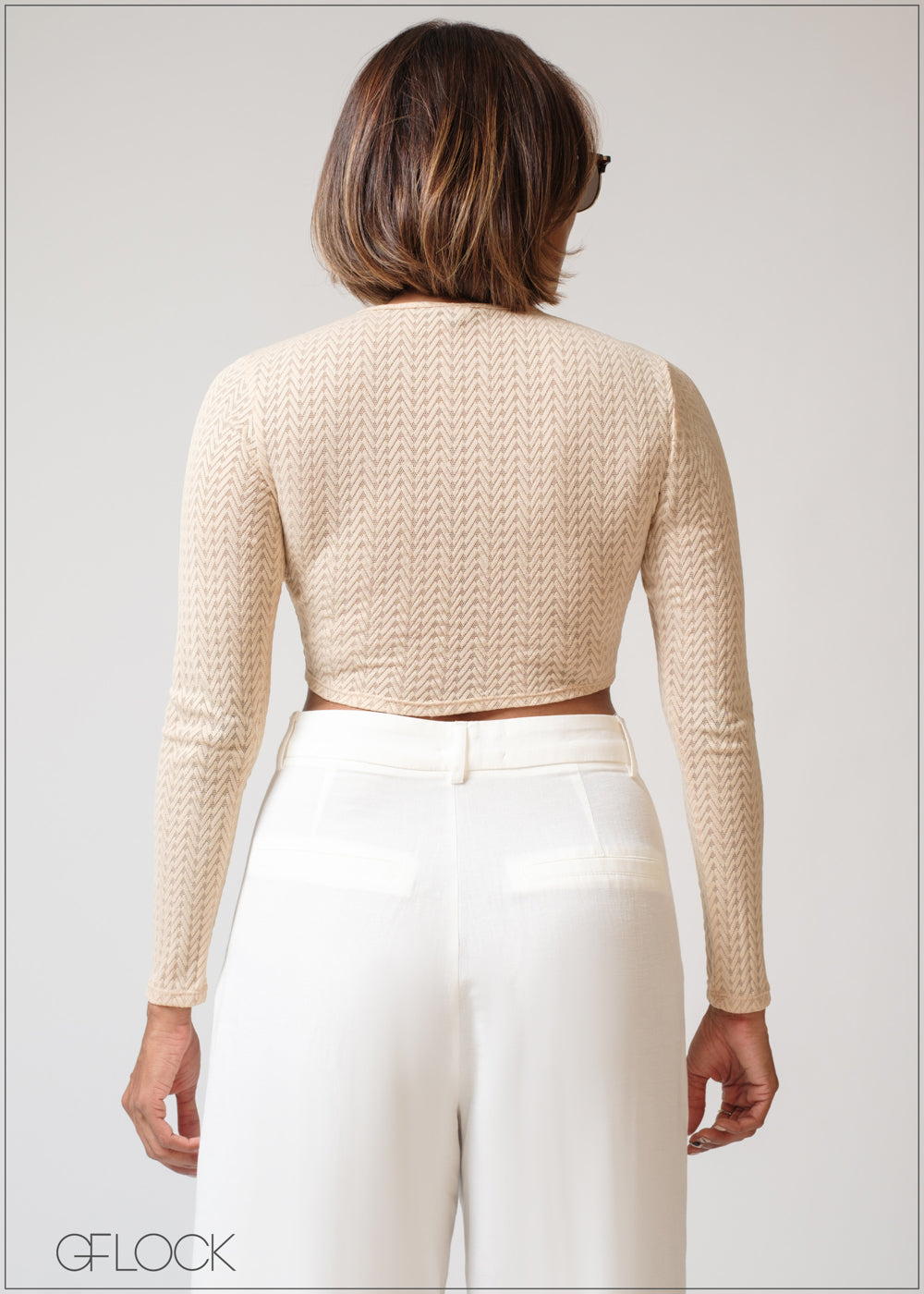 Long Sleeve Mesh Crop Top - 230625