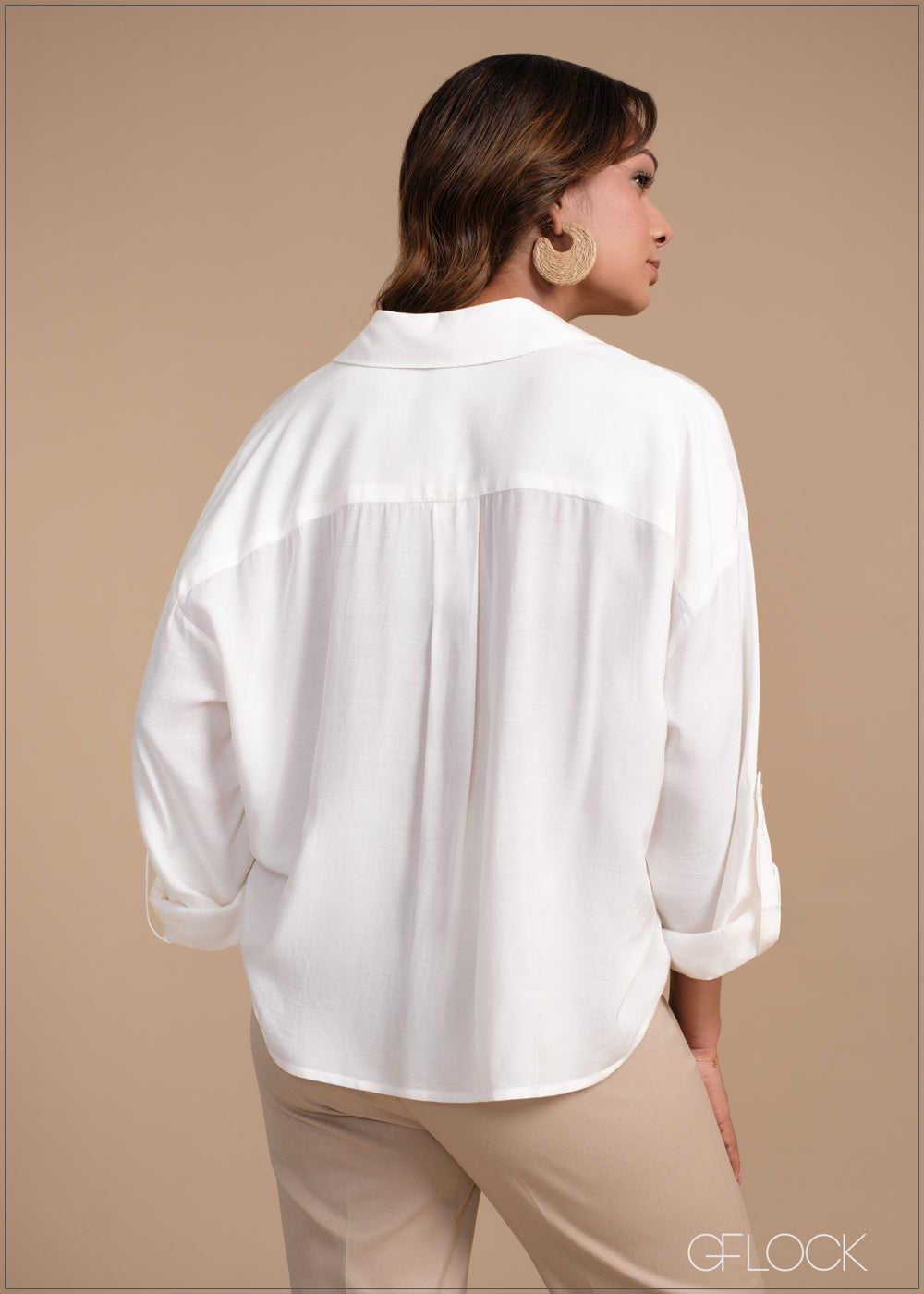 Regular Collar Cropped Shirt - 100425I