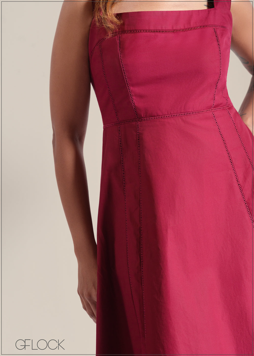 Lace Insert Midi Dress - 250825