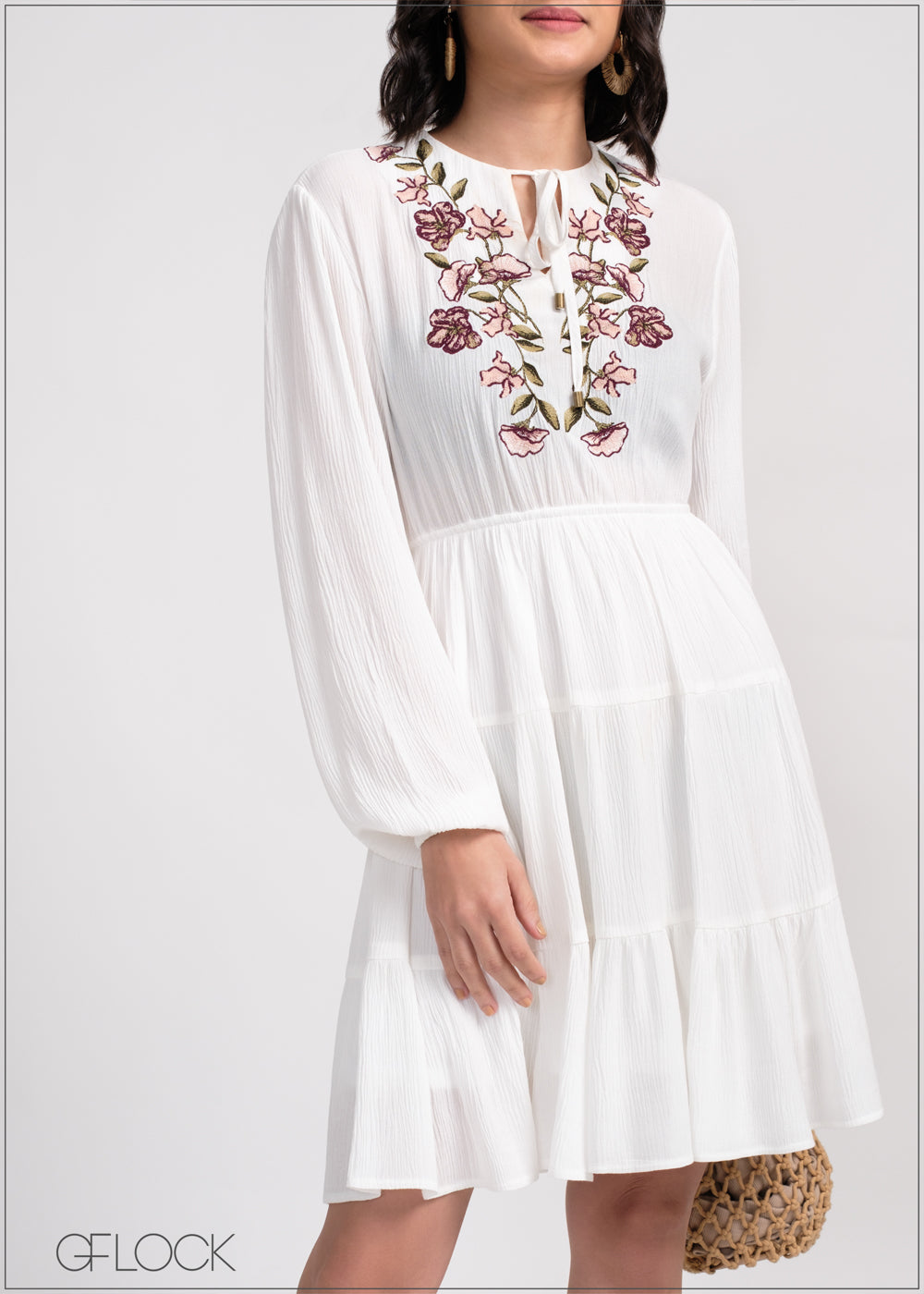 Embroidery Mini Dress - 190525