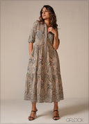 Placement Print Shirt Dress - 190326