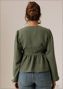Bell Sleeve Gathered Top - 280926