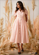 Shirt Collar Button Down Dress - 240626