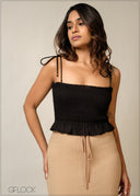 Smocked Tie-Up Crop Top - 130226