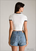 Contrast Piping Rib Top - 110626