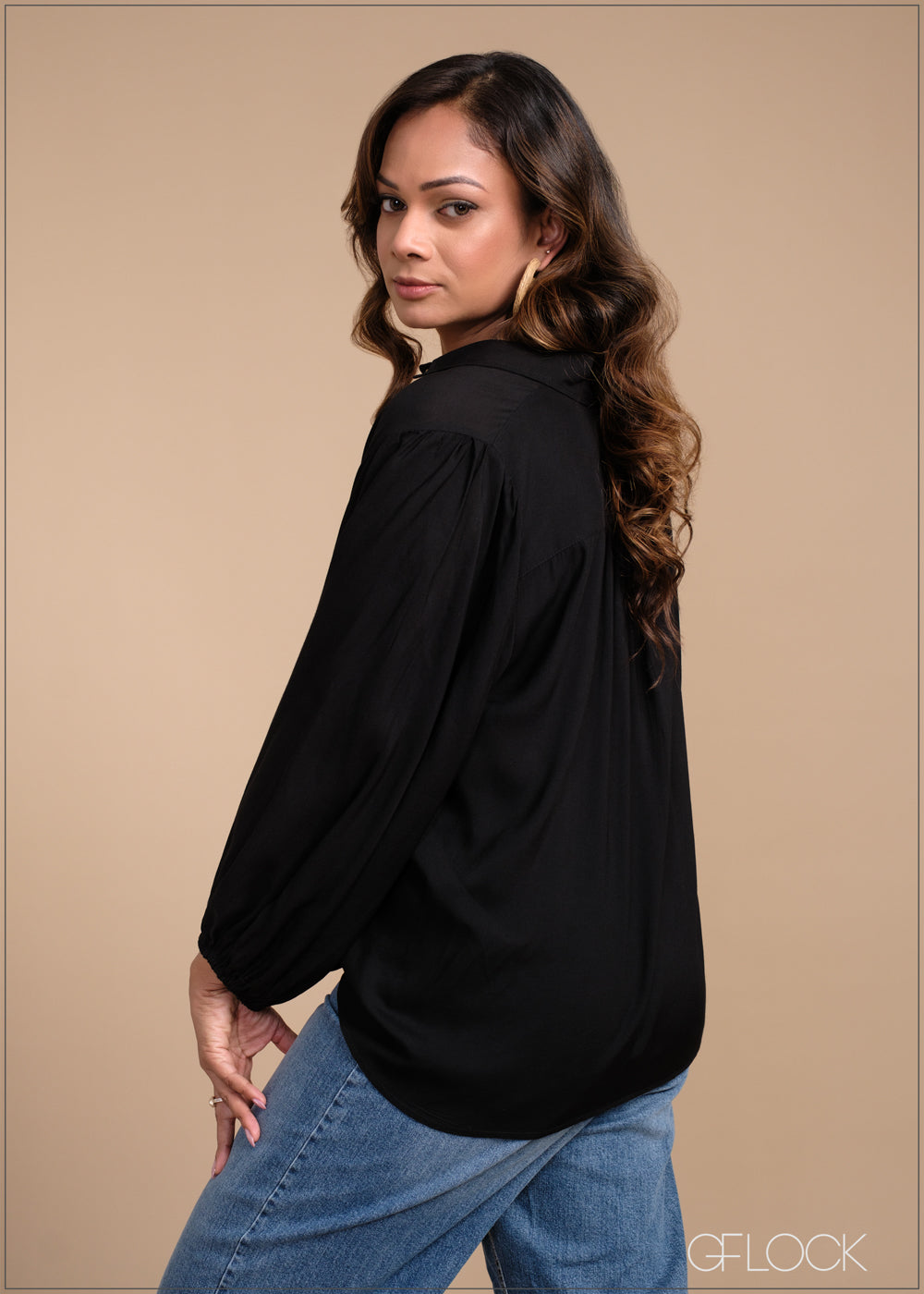 Regular Collar Puff Sleeve Top - 100425I