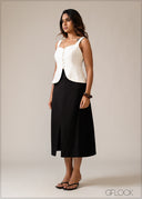 High Waist Midi Skirt With Slit - 150626