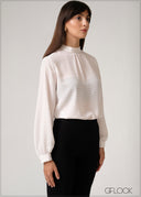 Puff Sleeved High Neck Top - 250526