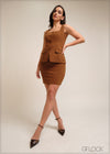 Square neck, pocket detailed sleeveless waistcoat