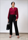V-Neck Long Sleeve Top - 020625