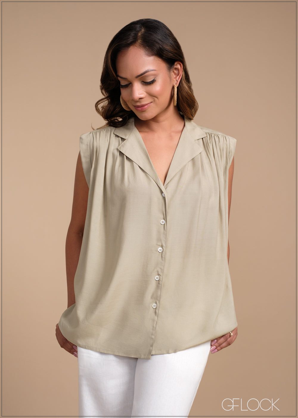 Camp Collar Sleeveless Top - 100425I