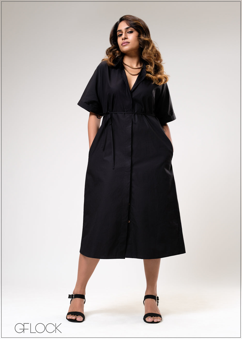 Button Down Shirt Dress - 310725
